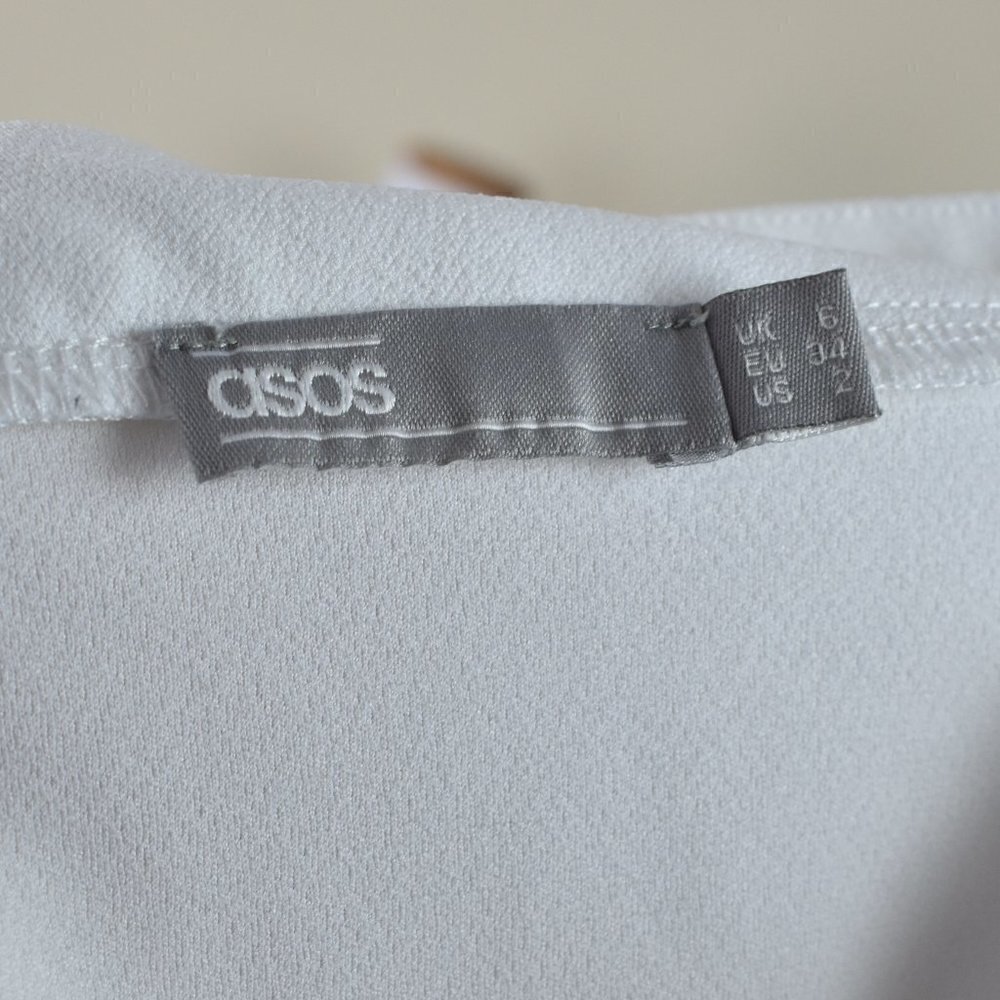 ASOS Cold Shoulder Crepe Extreme Split Sleeve Mini Dress - Picture 8 of 8